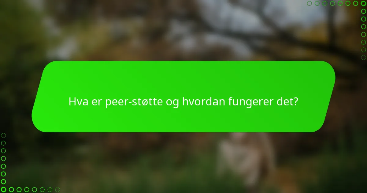 Hva er peer-støtte og hvordan fungerer det?